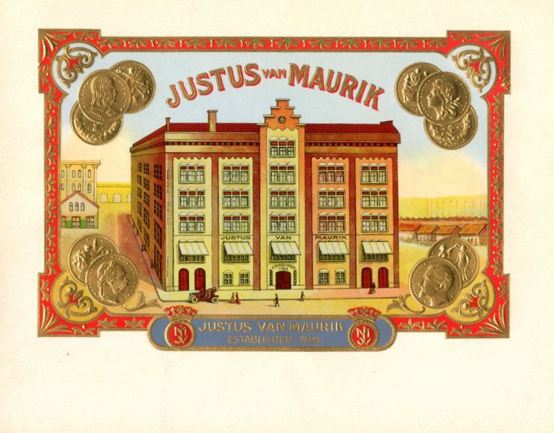 <p>Justus van Maurik start zijn sigarenfabriek aan het Damrak te Amsterdam.</p>