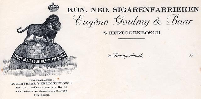 <p>In Amsterdam vestigd zich de sigarenfabriek van Goulmy & Baar die later in Den Bosch een groot en fraai pand zou betrekken. De fabriek werd in 1927 overgenomen door Willem II.</p>