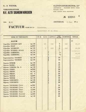 Alto Sigarenfabriek - Amsterdam 9-6-1958