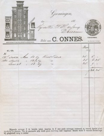 Onnes C. Stoom Tabaksfabriek - Groningen 188 Onnes C. Stoom Tabaksfabriek - Groningen 188