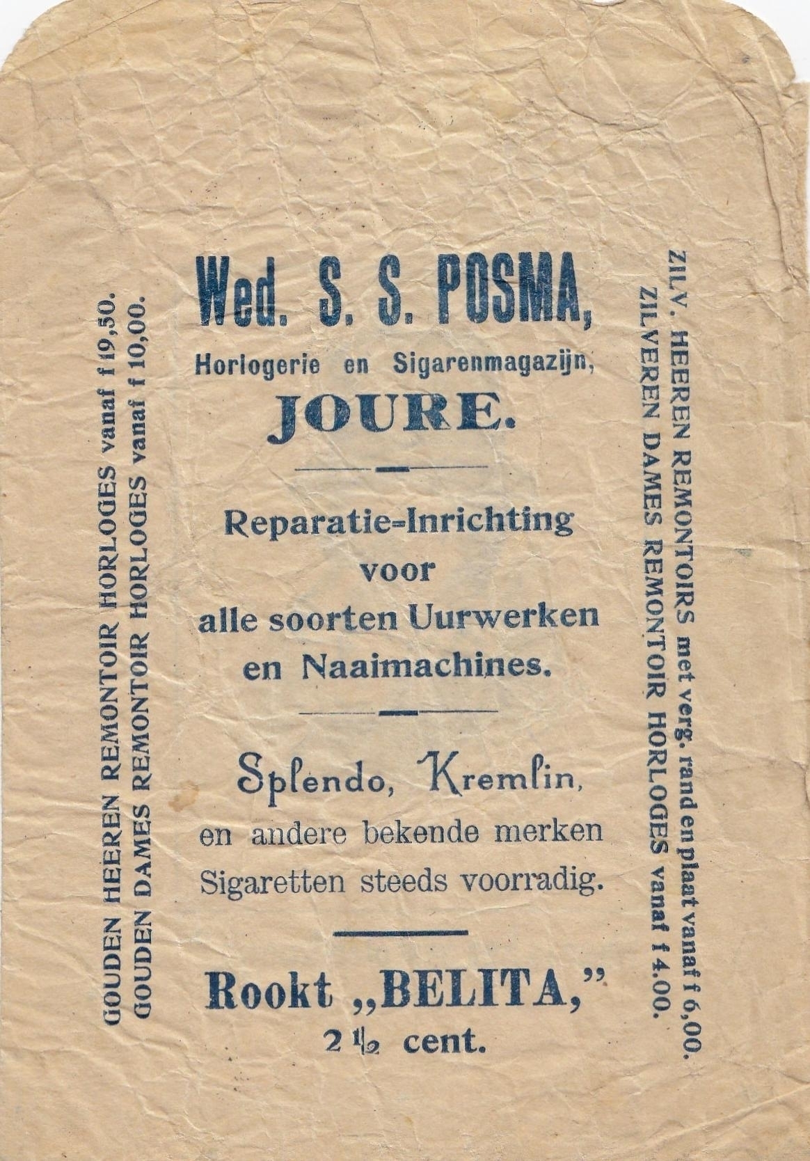 Posma S. Sigarenmagazijn - Joure voor F Posma S. Sigarenmagazijn - Joure voor F