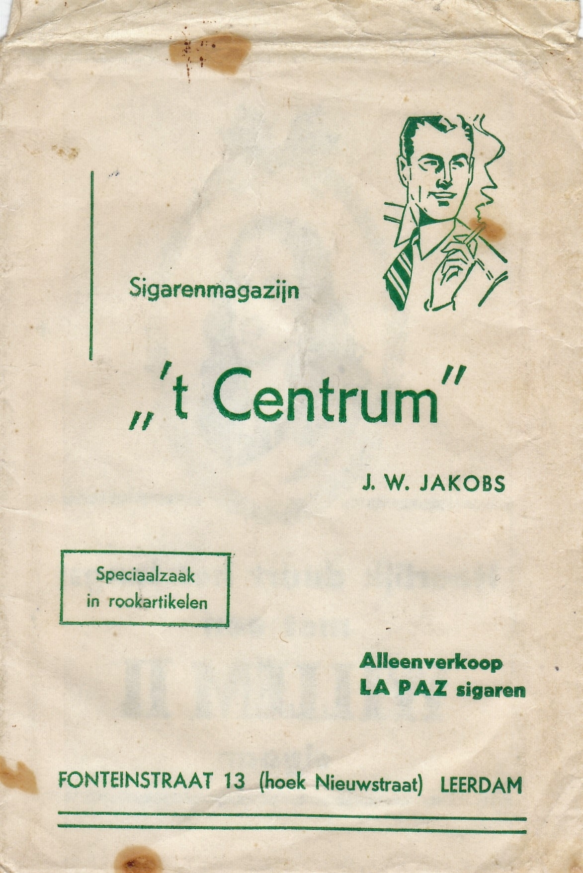 Jakobs J.W. Sigarenmagazijn t Centrum - Leerdam SIGARENZAKJE M Jakobs J.W. Sigarenmagazijn t Centrum - Leerdam SIGARENZAKJE M