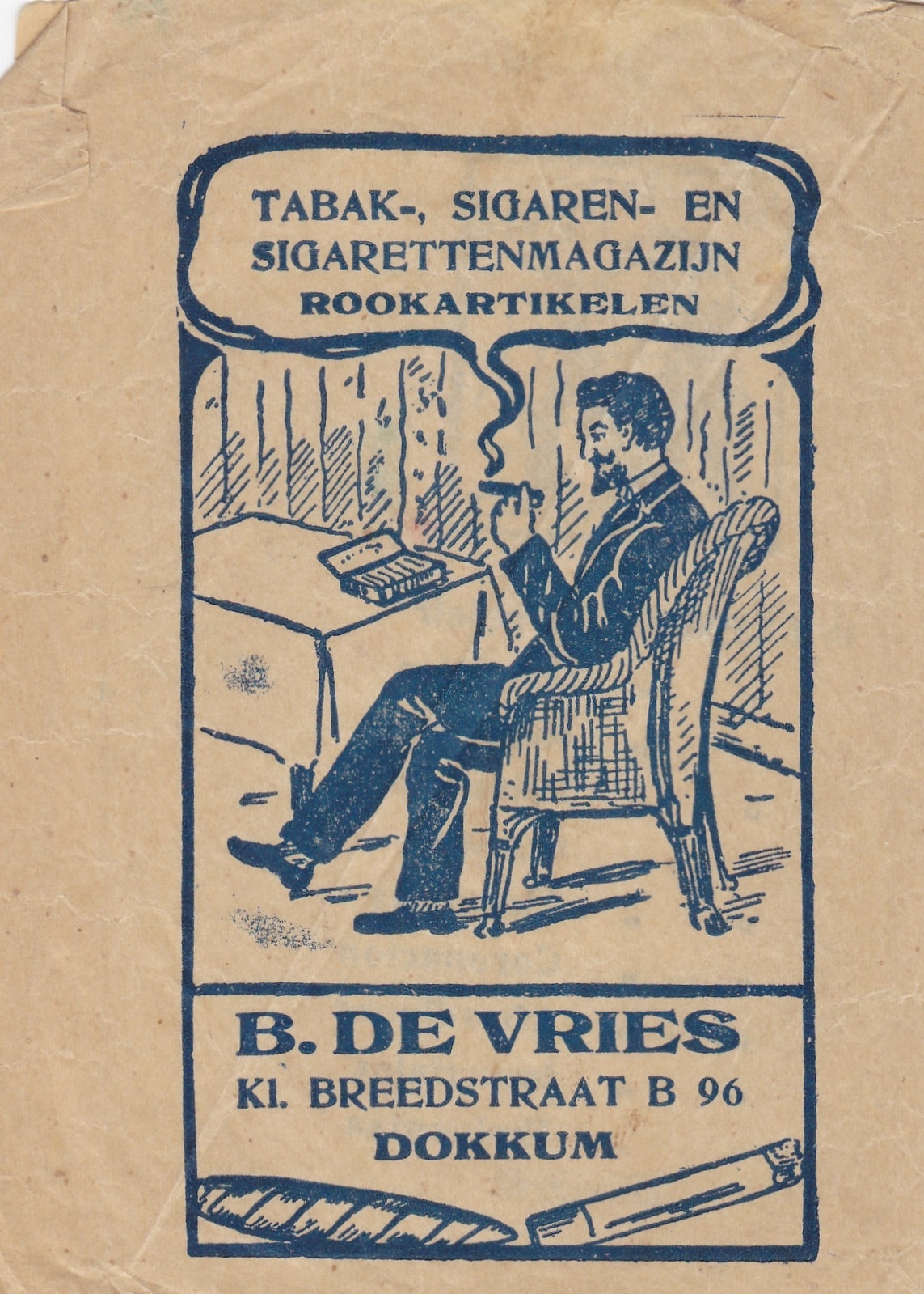 Vries B. de Tabak-Sigaren en Sigarettenmagazijn - Dokkum SIGARENZAKJE M Vries B. de Tabak-Sigaren en Sigarettenmagazijn - Dokkum SIGARENZAKJE M