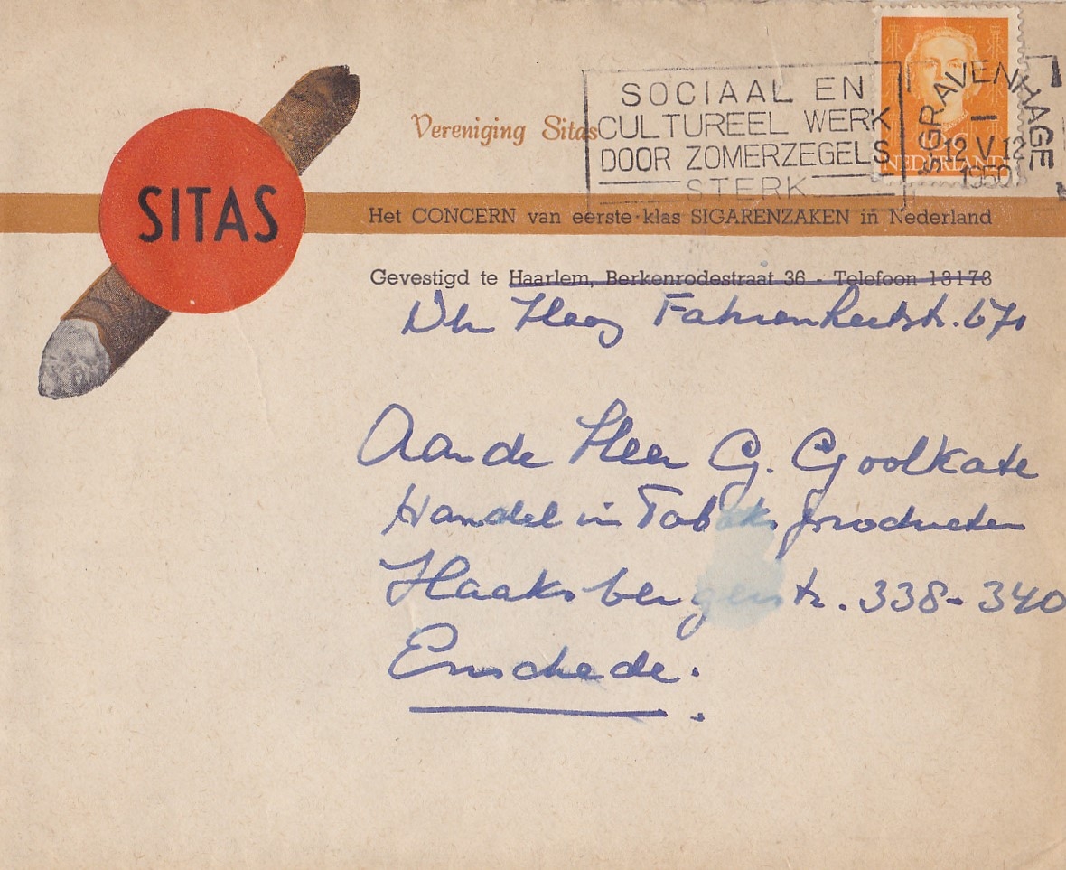 Sitas Vereniging van eerste klas Sigarenzaken ENVELOP M Sitas Vereniging van eerste klas Sigarenzaken ENVELOP M