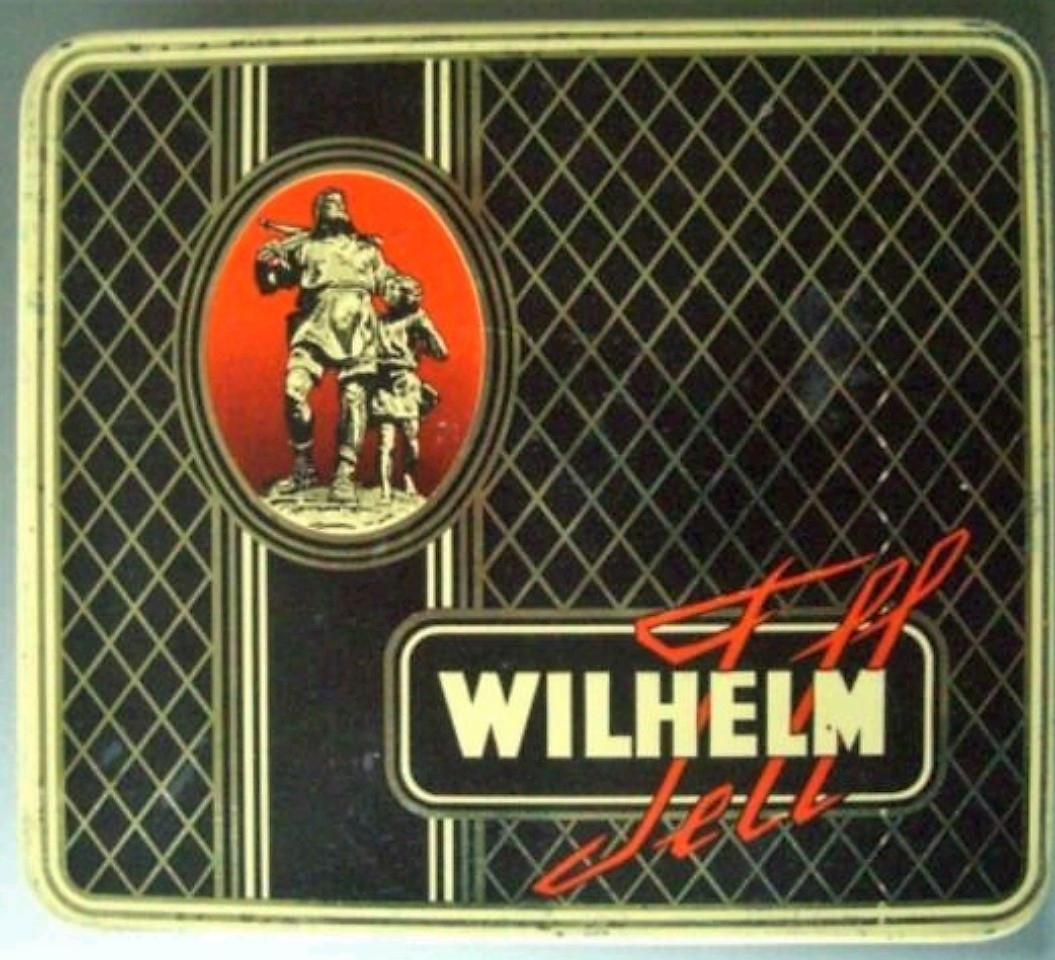 WILHELM TELL blik 20 sigaren prijs f 2.50 banderol 2213 M WILHELM TELL blik 20 sigaren prijs f 2.50 banderol 2213 M
