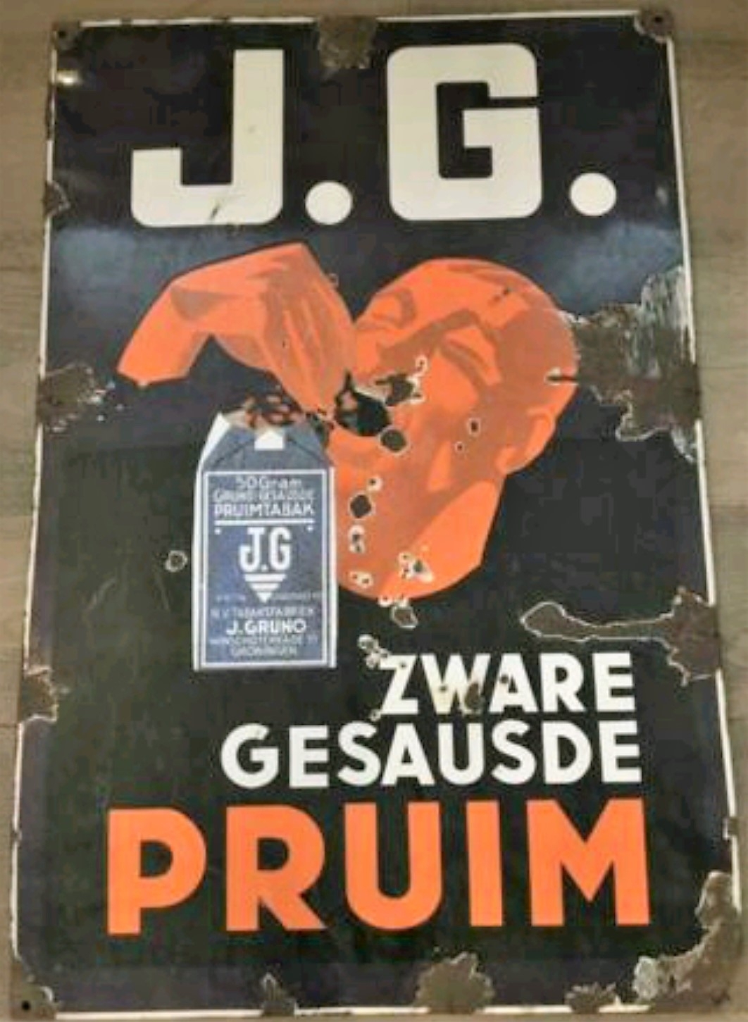 J.G., tabak, emaille, RECLAME, MP J.G., tabak, emaille, RECLAME, MP