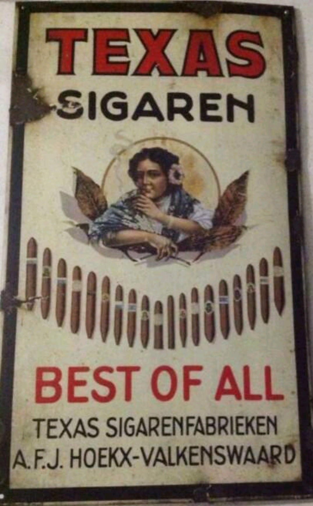 Texas sigaren, emaille, RECLAME, MP Texas sigaren, emaille, RECLAME, MP