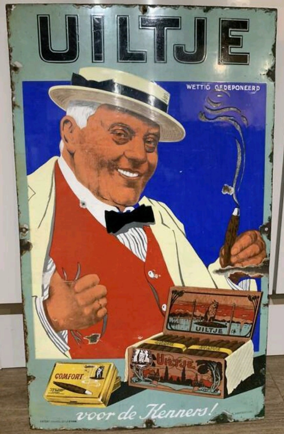 Uiltje, sigaren, emaille, RECLAME, MP Uiltje, sigaren, emaille, RECLAME, MP