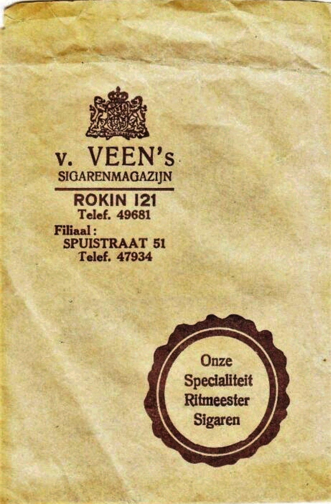 Veen s v. Sigarenmagazijn - Amsterdam SIGARENZAKJE M Veen s v. Sigarenmagazijn - Amsterdam SIGARENZAKJE M
