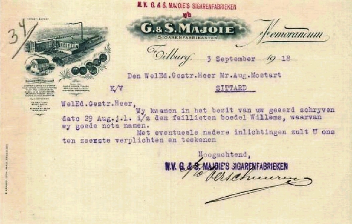 Majoie G. en S. Sigarenfabrieken N.V. - Tilburg anno 1918 BRIEFKAART MP Majoie G. en S. Sigarenfabrieken N.V. - Tilburg anno 1918 BRIEFKAART MP