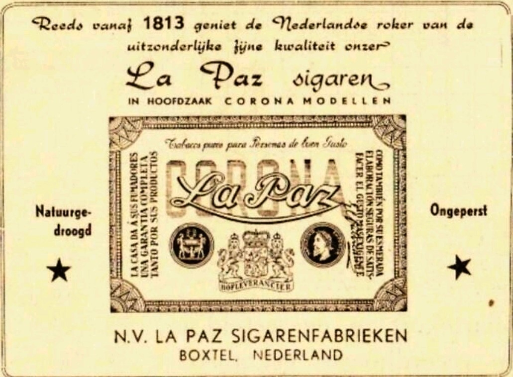 Paz La, Sigarenfabrieken, Boxtel, anno 1957, MP Paz La, Sigarenfabrieken, Boxtel, anno 1957, MP
