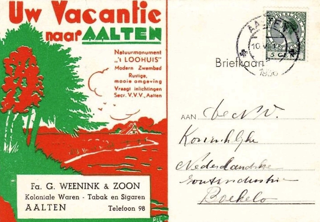 Weenink G. en Zoon Fa - Aalten anno 1936 BRIEFKAART MP Weenink G. en Zoon Fa - Aalten anno 1936 BRIEFKAART MP