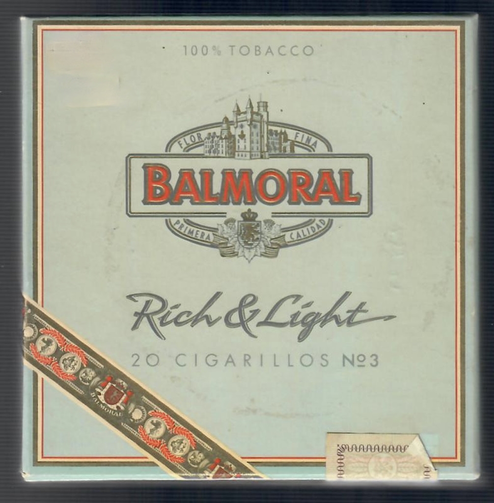 Balmoral Rich & Light - doos voor 20 sigaartjes ƒ 13,60 L Balmoral Rich & Light - doos voor 20 sigaartjes ƒ 13,60 L
