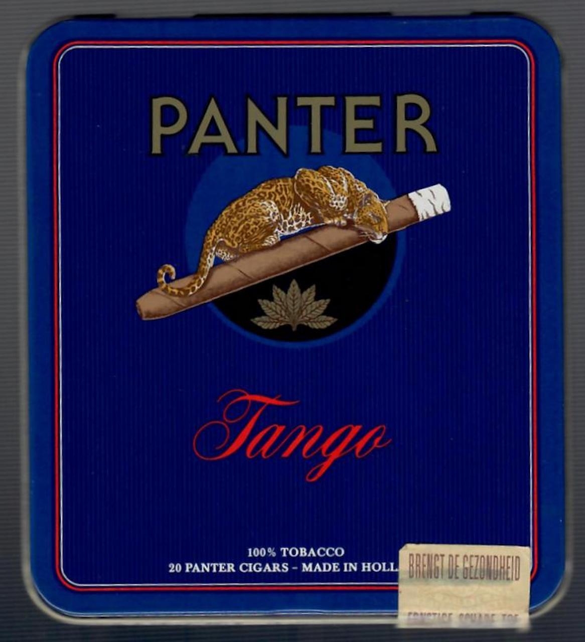 Panter Tango -blikje voor 20 sigaartjes ƒ 8,40 L Panter Tango -blikje voor 20 sigaartjes ƒ 8,40 L