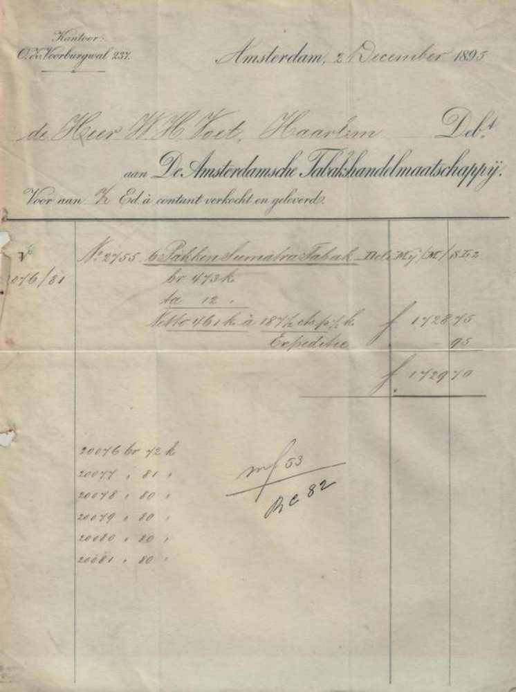 Amsterdamsche Tabakhandelmaatschappij - Amsterdam 2-12-1895 L Amsterdamsche Tabakhandelmaatschappij - Amsterdam 2-12-1895 L