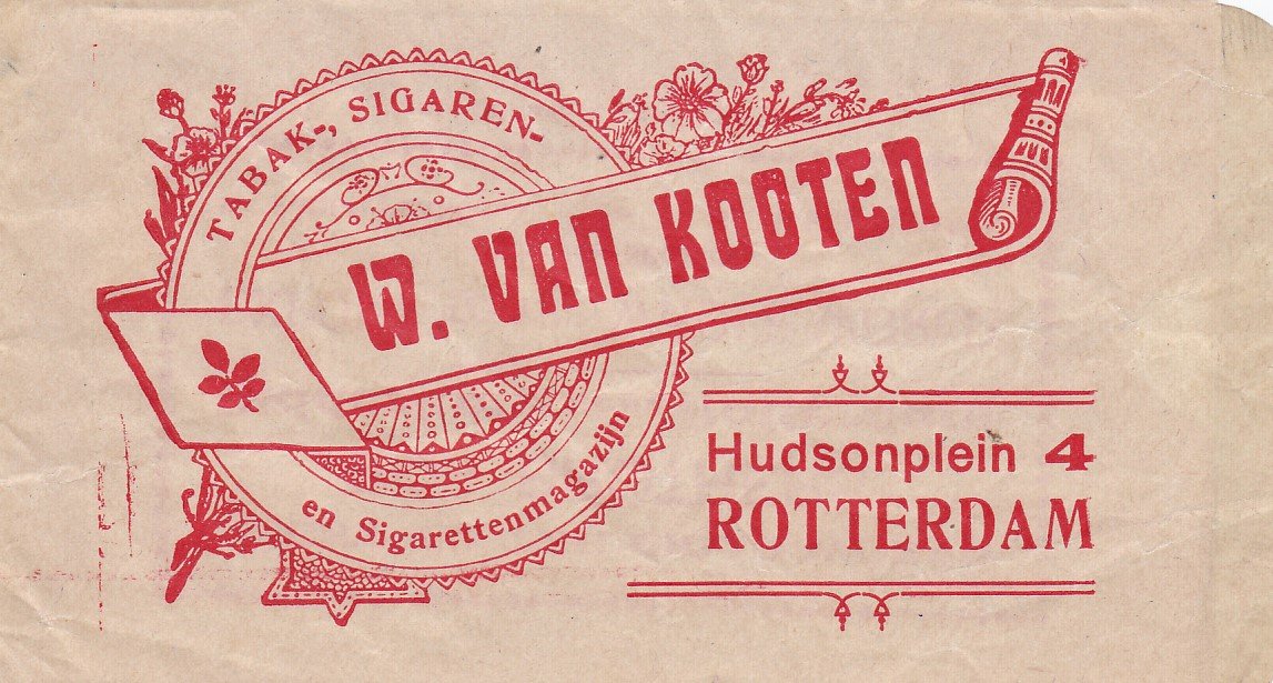Kooten W. van, Tabak, Sigaren en Sigaretten magazijn, Rotterdam, SIGARENZAKJE M Kooten W. van, Tabak, Sigaren en Sigaretten magazijn, Rotterdam, SIGARENZAKJE M