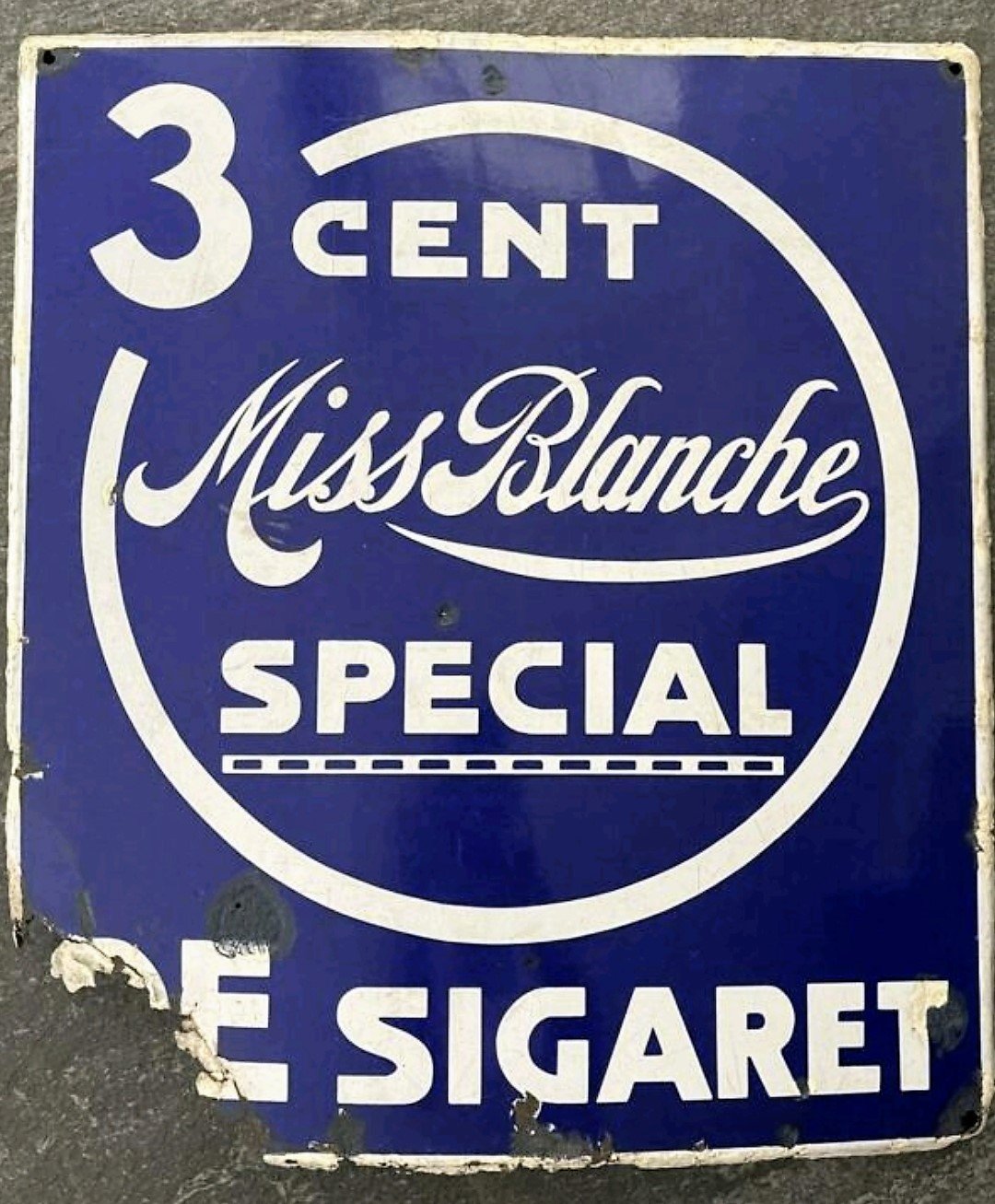 Miss Blanche, sigaretten, emaille, RECLAME MP Miss Blanche, sigaretten, emaille, RECLAME MP
