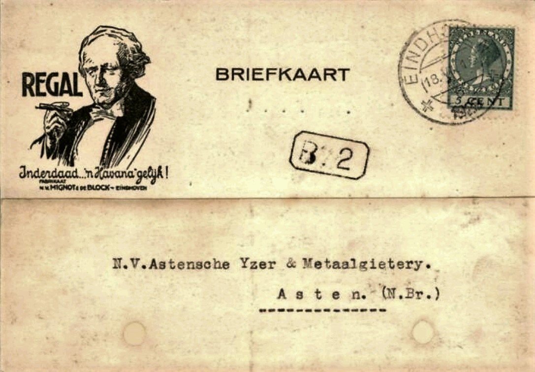 Mignot en de Block, Eindhoven, anno 1928, BRIEFKAART MP Mignot en de Block, Eindhoven, anno 1928, BRIEFKAART MP
