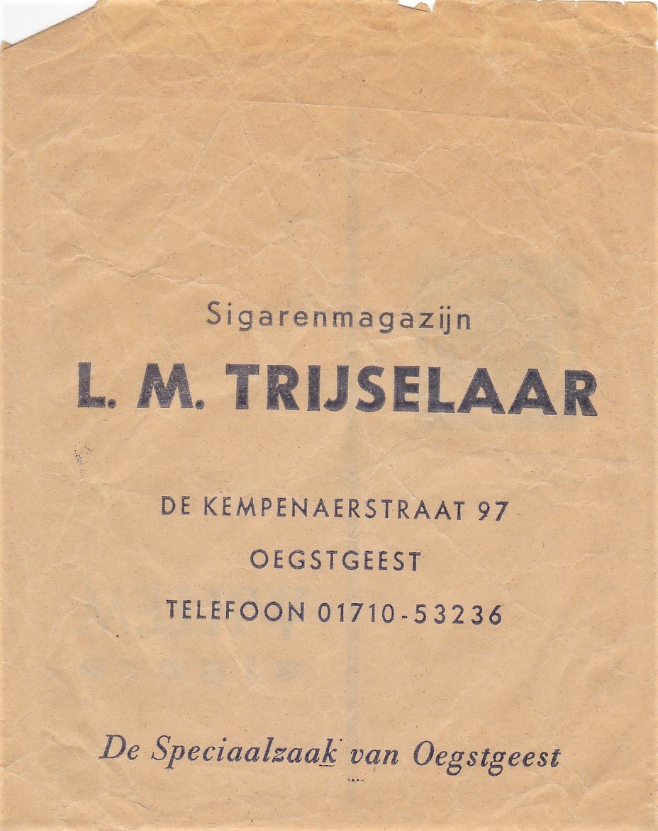 Trijselaar L.M. Sigarenmagazijn - Oegstgeest SIGARENZAKJE M Trijselaar L.M. Sigarenmagazijn - Oegstgeest SIGARENZAKJE M