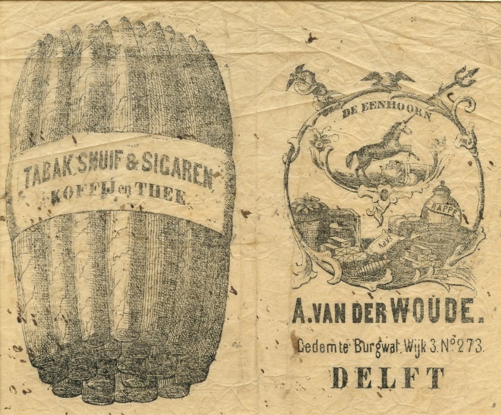 Woude A. van der .De Eenhoorn. - Delft SIGARENZAKJE L Woude A. van der .De Eenhoorn. - Delft SIGARENZAKJE L