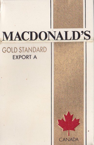 MAC DONALDS - EXPORT A 20 sigaretten prijs f1,85 M MAC DONALDS - EXPORT A 20 sigaretten prijs f1,85 M