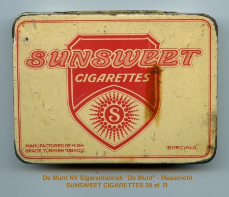 Munt. de NV Sigarenfabriek De Munt - Maastricht  SUNSWEET CIGARETTES 20 st  R
