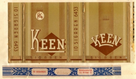 Houts, P. van Sigarenfabriek - Eindhoven Keen 10/f0.30 accijns 6453 Houts, P. van Sigarenfabriek - Eindhoven Keen 10/f0.30 accijns 6453