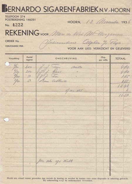 Bernardo  Sigarenfabriek N.V. - Hoorn