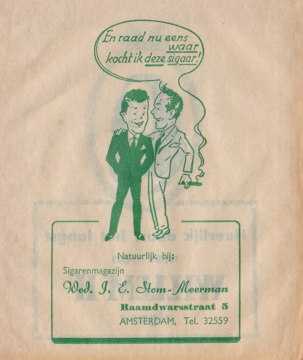 Stom-Meerman Wed.J.C. Sigarenmagazijn - Amsterdam SIGARENZAKJE M Stom-Meerman Wed.J.C. Sigarenmagazijn - Amsterdam SIGARENZAKJE M