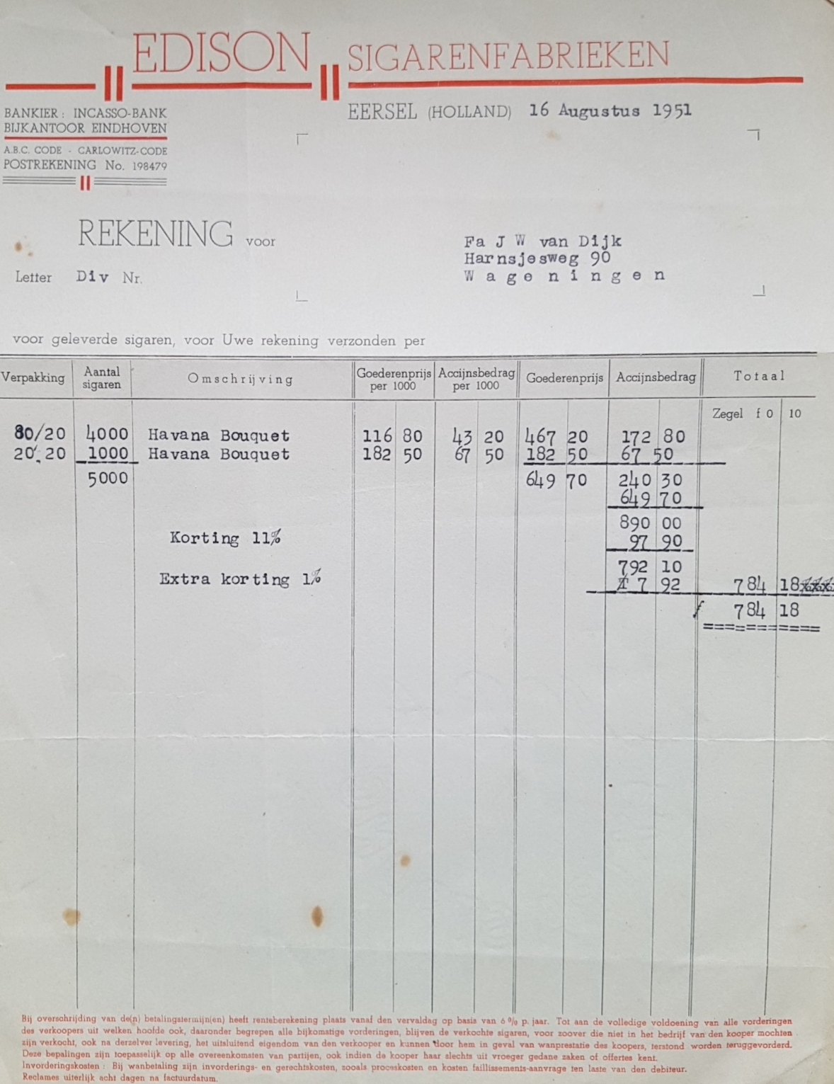 Edison Sigarenfabrieken - Eersel 16 Aug 1951  M