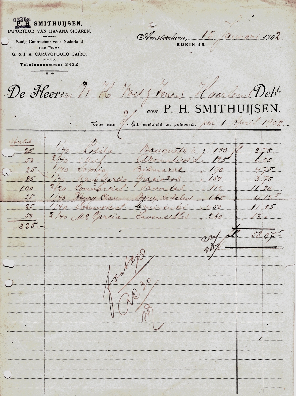 Smithuijsen P.H.  - Amsterdam 15 Jan 1902  M