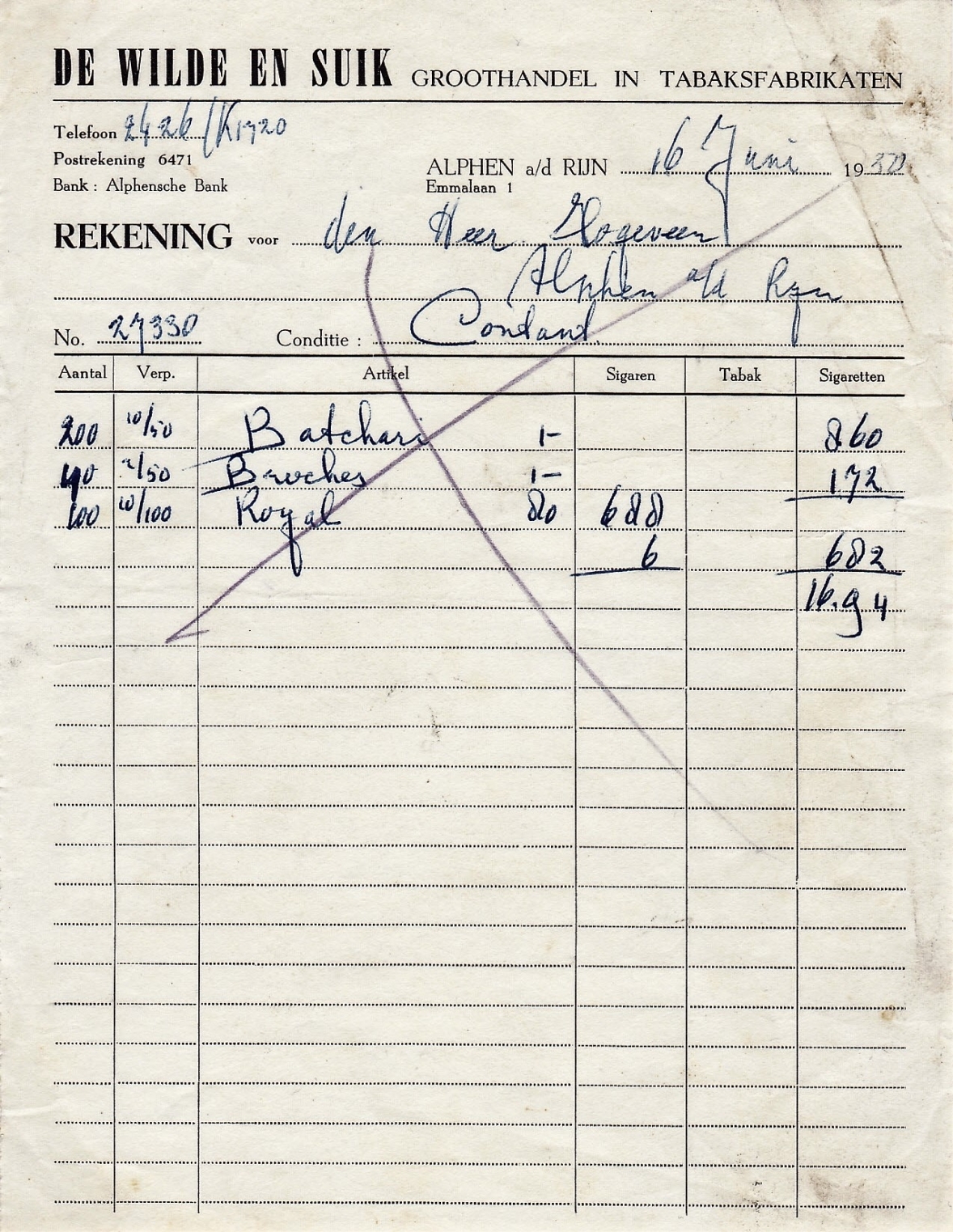 Wilde de en Suik groothandel - Alphen aan de Rijn 16 Jun 1950 M Wilde de en Suik groothandel - Alphen aan de Rijn 16 Jun 1950 M