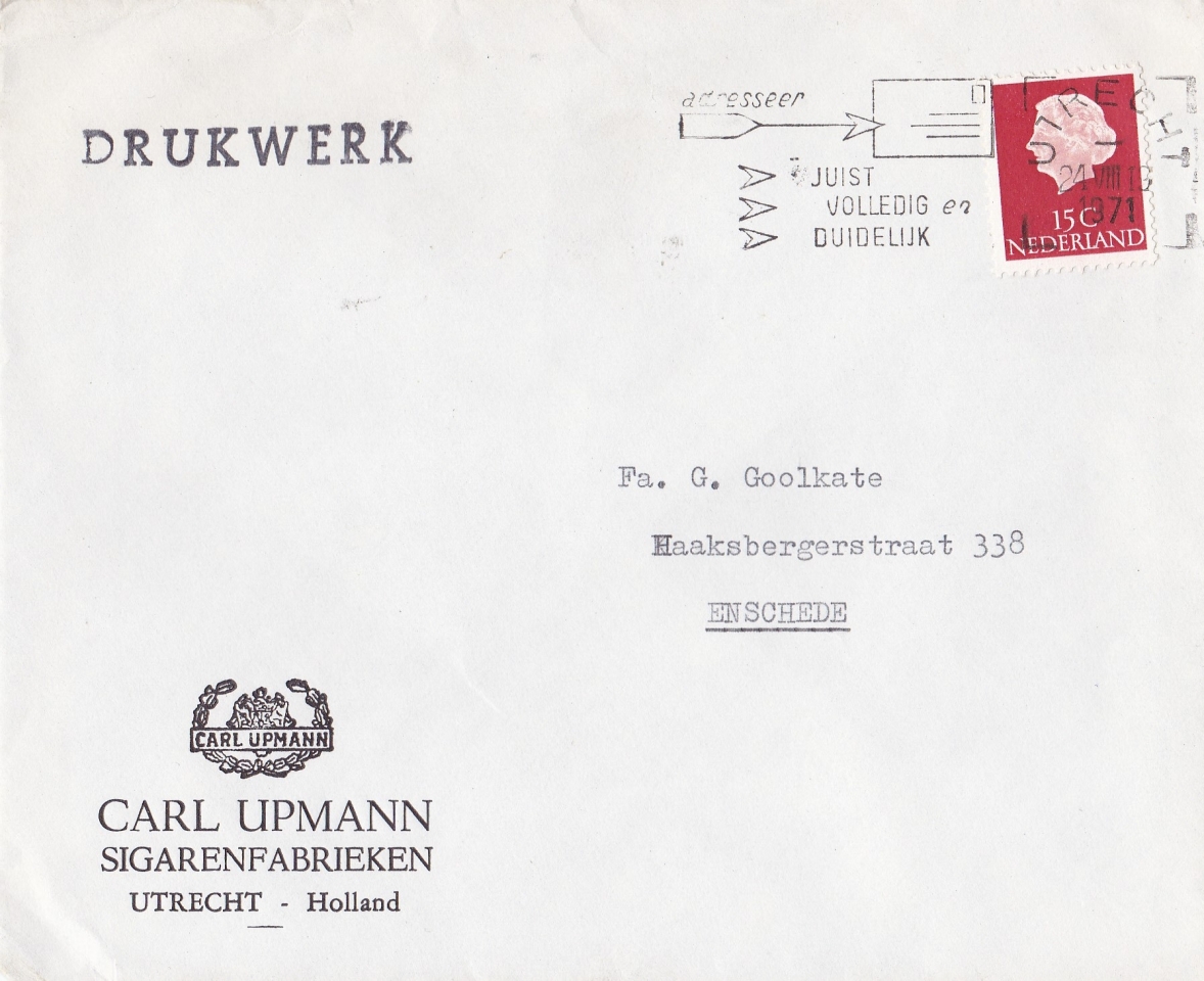 Carl Upmann Sigarenfabrieken Utrecht ENVELOP M Carl Upmann Sigarenfabrieken Utrecht ENVELOP M