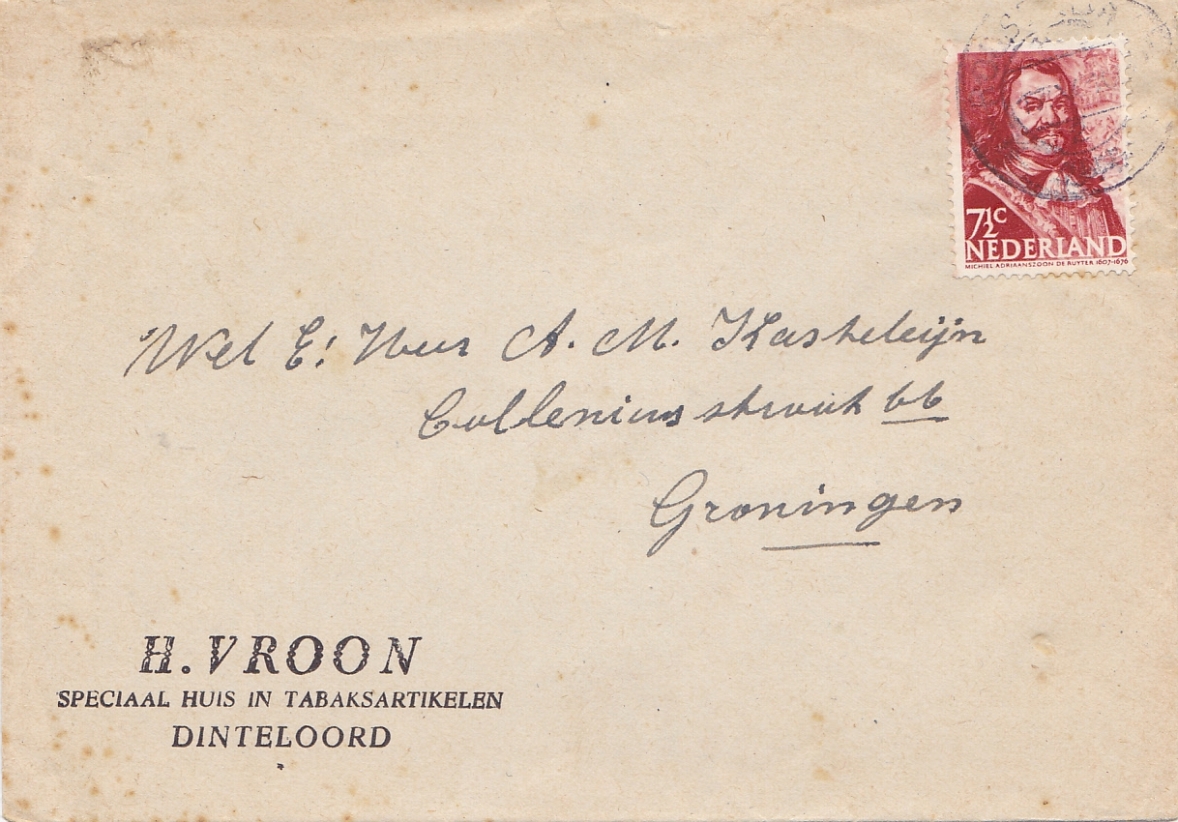 Vroon H. Tabaksartikelen Dinteloord anno 1947 ENVELOP M Vroon H. Tabaksartikelen Dinteloord anno 1947 ENVELOP M