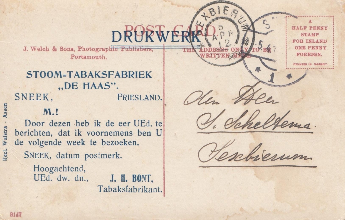 Haas de. Stoom-Tabaksfabriek - Sneek F Haas de. Stoom-Tabaksfabriek - Sneek F