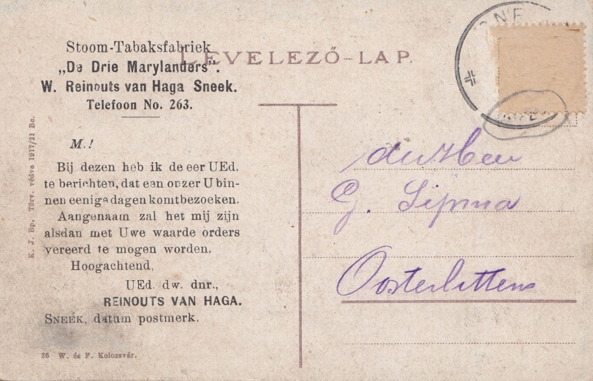 Reinouts van Haga Stoom-Tabaksfabriek - Sneek F Reinouts van Haga Stoom-Tabaksfabriek - Sneek F