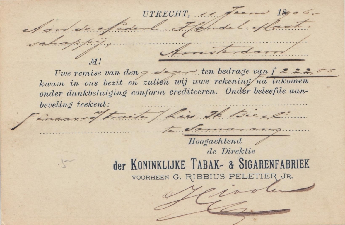 Ribbius & Peletier Tabak & Sigarenfabriek - Utrecht F Ribbius & Peletier Tabak & Sigarenfabriek - Utrecht F
