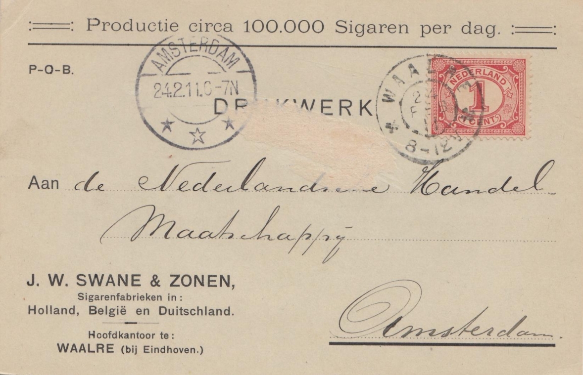 Swane & Zonen Sigarenfabrieken - Waalre F Swane & Zonen Sigarenfabrieken - Waalre F