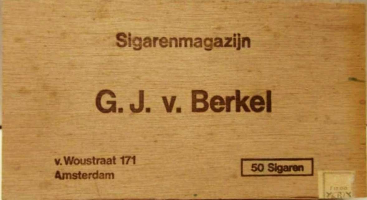 Berkel G.J.v. Sigarenmagazijn - Amsterdam kist 50 sigaren prijs f17.- M Berkel G.J.v. Sigarenmagazijn - Amsterdam kist 50 sigaren prijs f17.- M