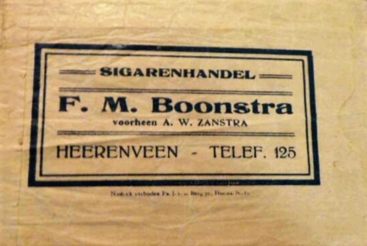 Boonstra F.M. - Heerenveen SIGAREN ZAKJE MP Boonstra F.M. - Heerenveen SIGAREN ZAKJE MP