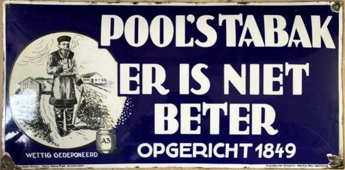 Pool, tabak, emaille, RECLAME MP