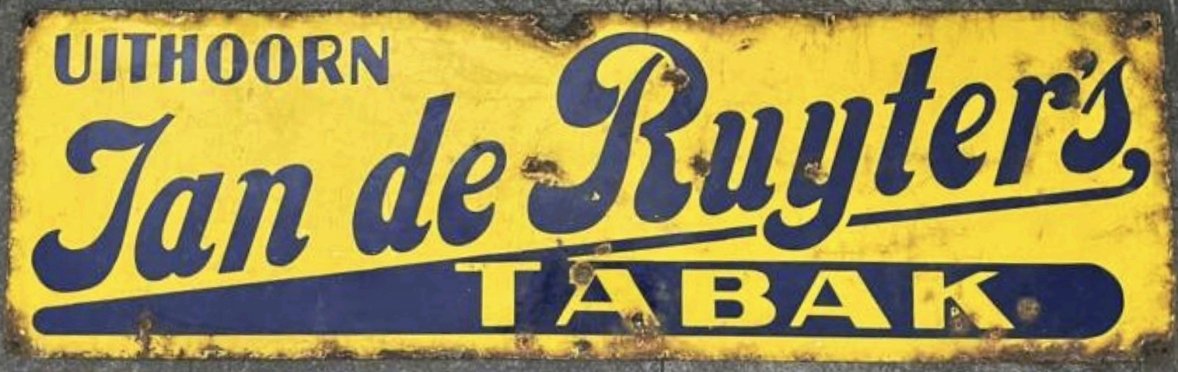 Ruyters Jan de, tabak, Uithoorn, emaille, RECLAME MP Ruyters Jan de, tabak, Uithoorn, emaille, RECLAME MP