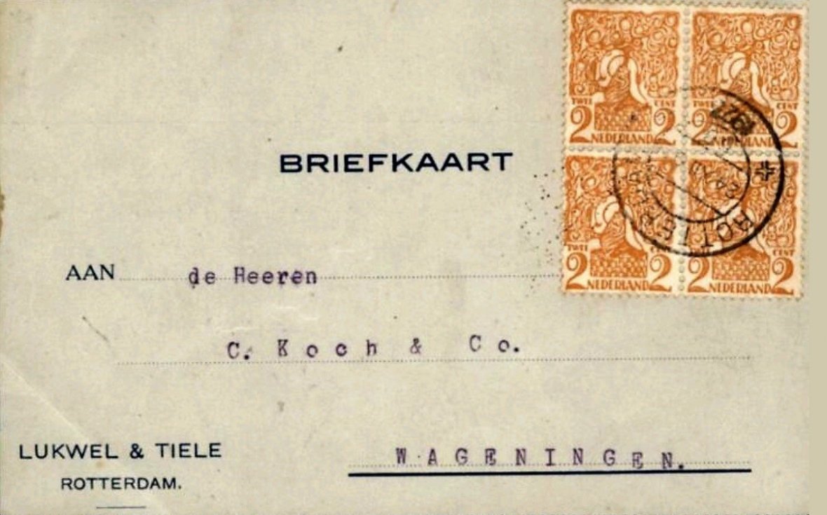 Lukwel en Tiele, Makelaars in Tabak, Rotterdam, anno 1923, BRIEFKAART MP Lukwel en Tiele, Makelaars in Tabak, Rotterdam, anno 1923, BRIEFKAART MP