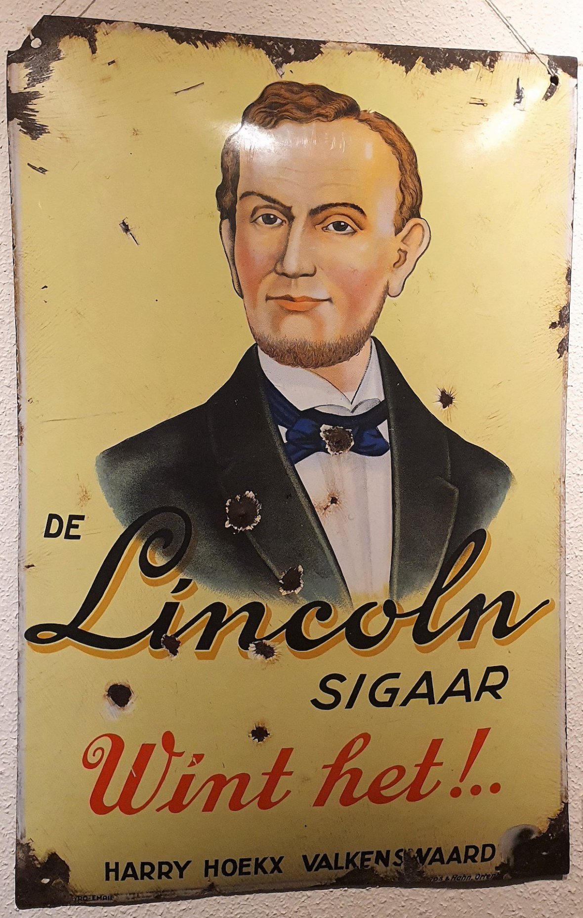 Hoekx H - Valkenswaard Lincoln Sigaren emaille Toe Hoekx H - Valkenswaard Lincoln Sigaren emaille Toe