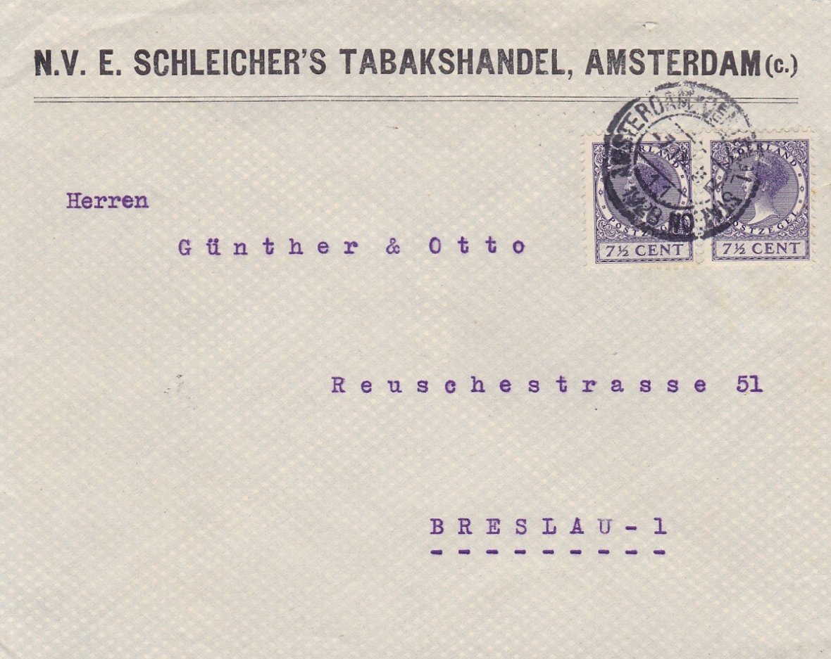 Schleicher E. Tabakshandel N.V. - Amsterdam anno 1928 ENVELOP M Schleicher E. Tabakshandel N.V. - Amsterdam anno 1928 ENVELOP M