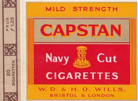 CAPSTAN - MILD STRENGHT 20 sigaretten prijs f1,25 banderol 1347 M CAPSTAN - MILD STRENGHT 20 sigaretten prijs f1,25 banderol 1347 M