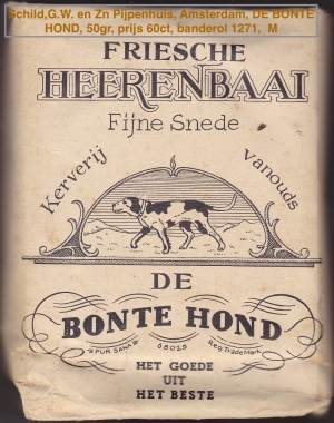 DE BONTE HOND, 50gr, prijs 60ct, banderol 1271, DE BONTE HOND, 50gr, prijs 60ct, banderol 1271,