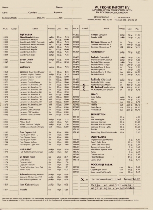 Pronk, W Prijslijst 01-07-1992 R Pronk, W Prijslijst 01-07-1992 R