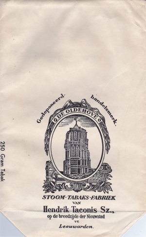 Taconis Szn, Stoomfabr De Oldehove Hendrik OUD HOLLANDSCHE KRUL 250gr tabak zak Taconis Szn, Stoomfabr De Oldehove Hendrik OUD HOLLANDSCHE KRUL 250gr tabak zak