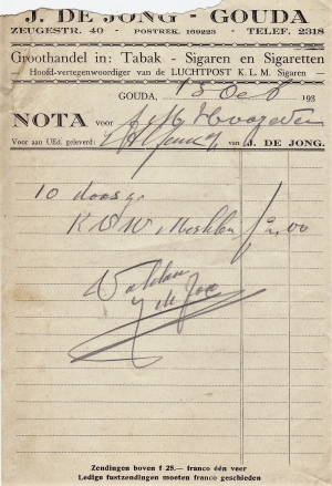 Jong. J. de Gouda NOTA jaren 1930 M Jong. J. de Gouda NOTA jaren 1930 M